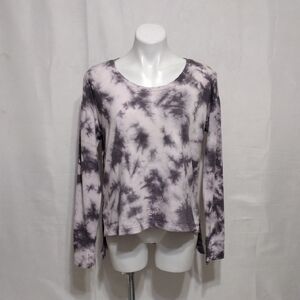 Juicy Couture Tie-Dye Boho Long Sleeve Top Medium High-Low Hem Casual Chic